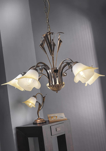 - Lampada Da Tavolo in Metallo Marrone Spennellato Oro Con Vetro Bianco Sfumato