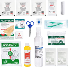 Carica l&#39;immagine nel visualizzatore di Gallery, FARMA1 Cassetta Pronto Soccorso COMPLETA DI CARTELLO PRIMO SOCCORSO Conforme DM
