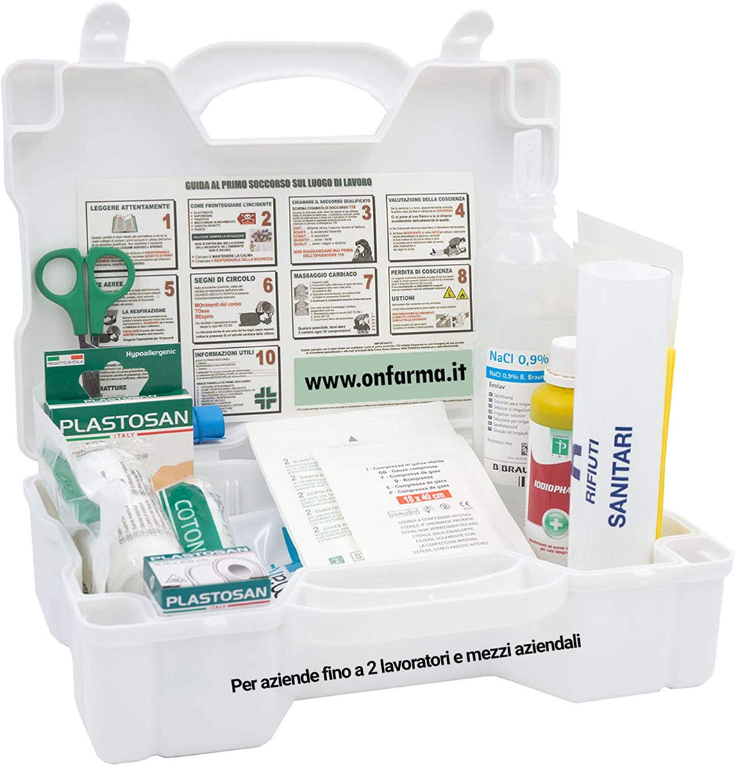 FARMA3 BIANCA Cassetta Pronto Soccorso COMPLETA DI CARTELLO PRIMO SOCCORSO Confo