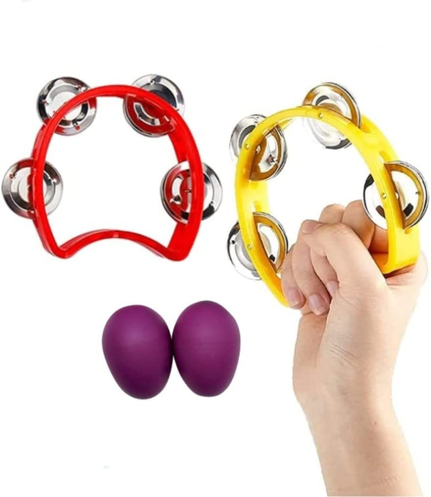 2 Pezzi Tamburello Percussione Plastica Mini Mezza Luna, Tamburello a Mezzaluna