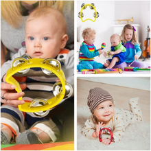 Carica l&#39;immagine nel visualizzatore di Gallery, 2 Pezzi Tamburello Percussione Plastica Mini Mezza Luna, Tamburello a Mezzaluna
