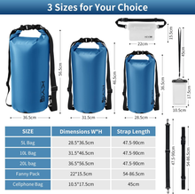 Carica l&#39;immagine nel visualizzatore di Gallery, Borsa Impermeabile a Tracolla Regolabile Dry Bag 5L/10L/20L Kit 3 in 1 Marsupio
