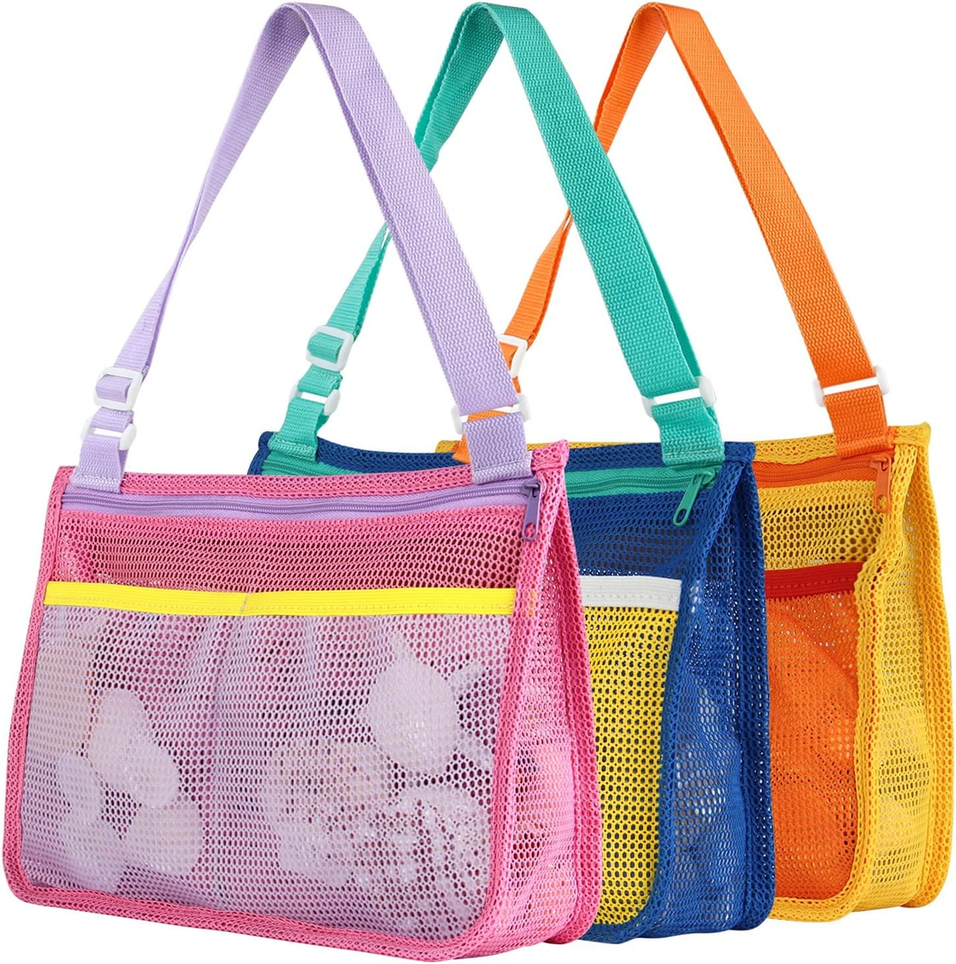 3 Pcs Borsa Giochi Spiaggia per Bambini Borsa a Rete Giocattoli Sacca Mare Con T