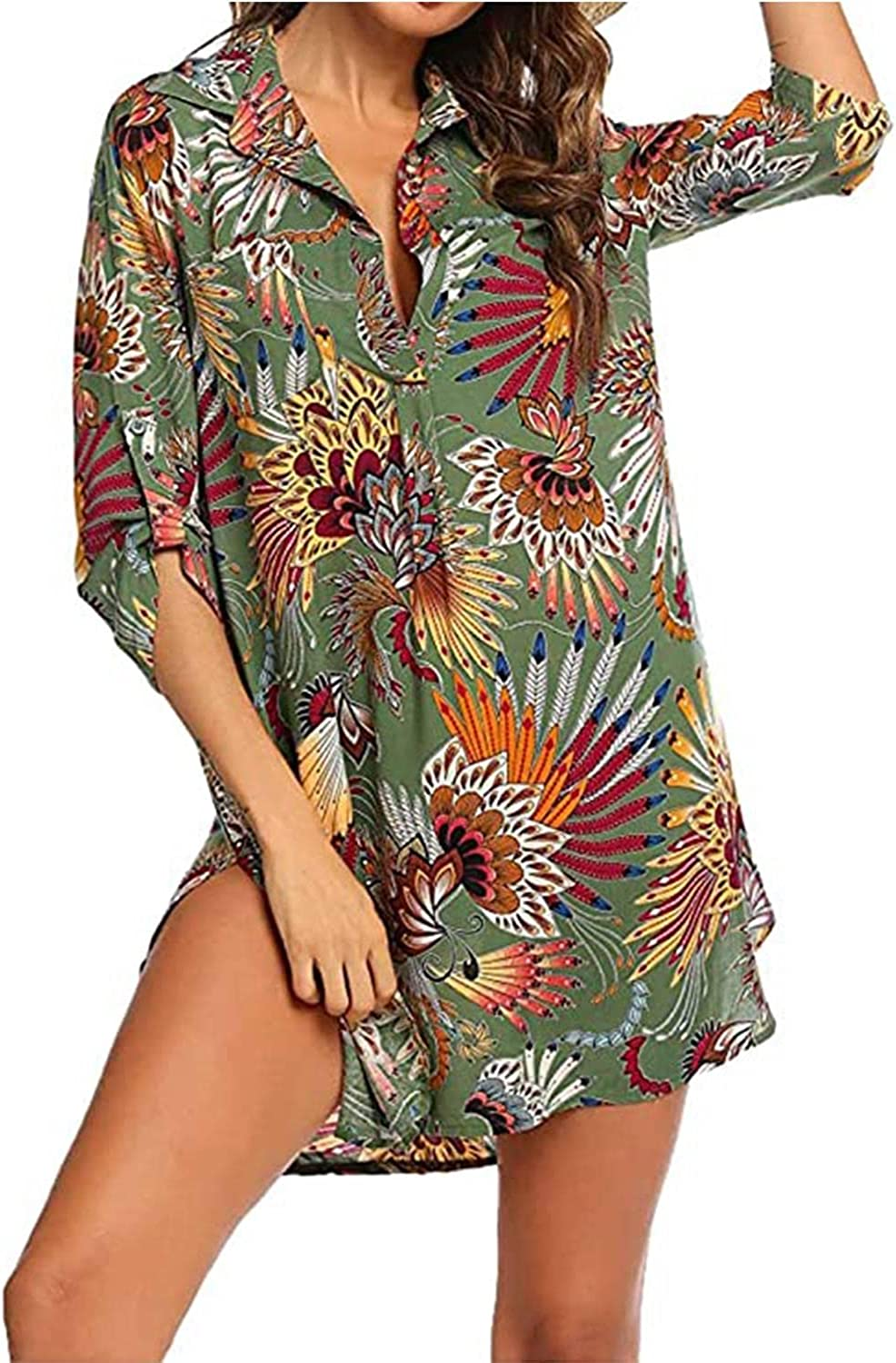 Abito Da Spiaggia Donna Copricostume Donna Mare Copri Bikini Donna Camicia Abito