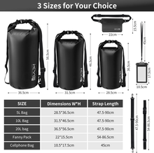 Carica l&#39;immagine nel visualizzatore di Gallery, Borsa Impermeabile a Tracolla Regolabile Dry Bag 5L/10L/20L Kit 3 in 1 Marsupio
