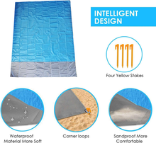 Carica l&#39;immagine nel visualizzatore di Gallery, Coperta Da Spiaggia, 200 X 210 Cm anti Sabbia Portatile Coperta Da Picnic Con 4
