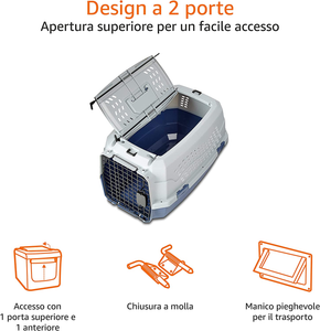 - Trasportino Rigido per Animali, 2 Sportelli, Carica Dall’Alto, 58 Cm