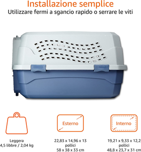 - Trasportino Rigido per Animali, 2 Sportelli, Carica Dall’Alto, 58 Cm