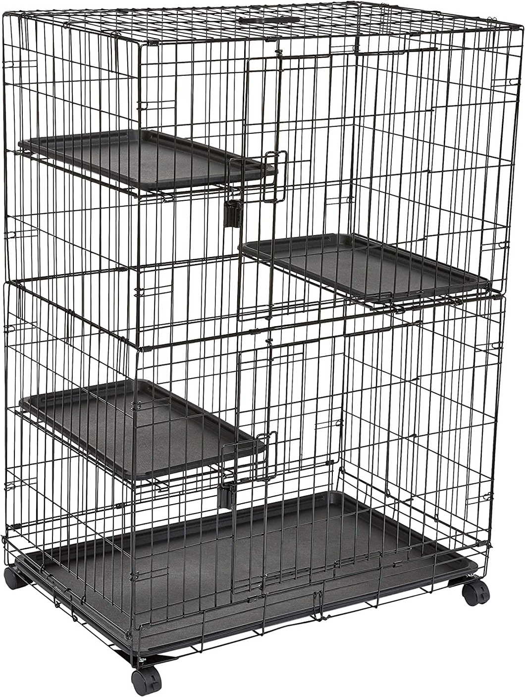 - Gabbia Grande per Gatti, Con 3 Ripiani, 91 X 57 X 128,5 Cm, Nero