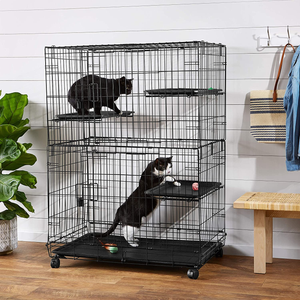- Gabbia Grande per Gatti, Con 3 Ripiani, 91 X 57 X 128,5 Cm, Nero
