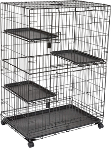 - Gabbia Grande per Gatti, Con 3 Ripiani, 91 X 57 X 128,5 Cm, Nero