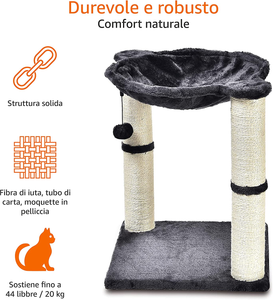 - Albero per Gatti Con Amaca E Palo Tiragraffi, 40,6 X 50,8 X 40,6 Cm, Grigio