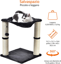 Carica l&#39;immagine nel visualizzatore di Gallery, - Albero per Gatti Con Amaca E Palo Tiragraffi, 40,6 X 50,8 X 40,6 Cm, Grigio
