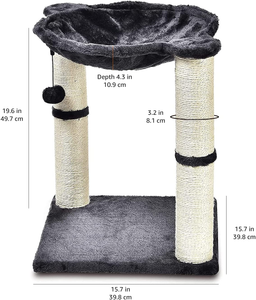 - Albero per Gatti Con Amaca E Palo Tiragraffi, 40,6 X 50,8 X 40,6 Cm, Grigio