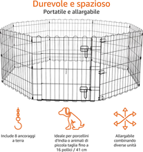 Carica l&#39;immagine nel visualizzatore di Gallery, , Box per Esercizi per Cani E Animali Domestici, Pieghevole, in Metallo, Con Por
