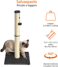 Carica l&#39;immagine nel visualizzatore di Gallery, - Palo Tiragraffi per Gatti, Medio, 40,6 X 40,6 X 81,28 Cm, Grigio
