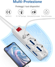 Carica l&#39;immagine nel visualizzatore di Gallery, Multipresa 3M 6 Posti Con 2 Multiuso E 4 Bivalenti 10/16A Con 2 Prese USB (5V/2A
