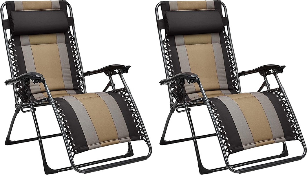 - Sedia a Sdraio Zero Gravity, Imbottita, Nero, Set Da 2