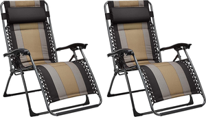 - Sedia a Sdraio Zero Gravity, Imbottita, Nero, Set Da 2