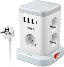 Carica l'immagine nel visualizzatore di Gallery, Ciabatta Elettrica, Torretta Multipresa Con 7 Prese E 3 Porte USB-A &amp; 1 Tipo C,
