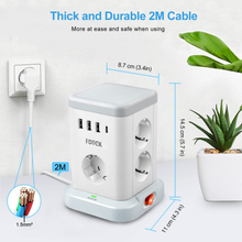 Carica l'immagine nel visualizzatore di Gallery, Ciabatta Elettrica, Torretta Multipresa Con 7 Prese E 3 Porte USB-A &amp; 1 Tipo C,
