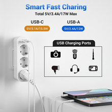 Carica l&#39;immagine nel visualizzatore di Gallery, Presa Multipla USB C, Multipresa Tripla Da Parete Salvaspazio Adattatore 3 Prese
