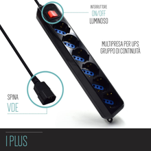 Carica l&#39;immagine nel visualizzatore di Gallery, Multipresa per UPS Gruppo Di Continuità a 6 Posti (Prese Italiane 10/16A E Schuk
