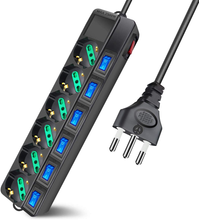 Carica l&#39;immagine nel visualizzatore di Gallery, Multipresa Ciabatta Elettrica 6 Posti 10/16A Bipasso Schuko 250V Max:2500W Con I
