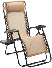 Carica l&#39;immagine nel visualizzatore di Gallery, - Sedie a Sdraio Zero Gravity Con Tavolino, Set Da 2, Beige
