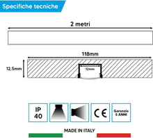 Carica l&#39;immagine nel visualizzatore di Gallery, - Profilo LED Con Cartongesso 2Mt - Integrato in Lastra Di Cartongesso Di Spesso
