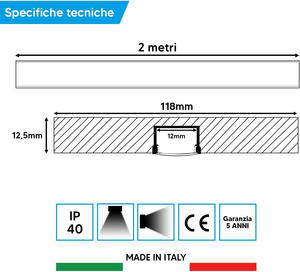 - Profilo LED Con Cartongesso 2Mt - Integrato in Lastra Di Cartongesso Di Spesso