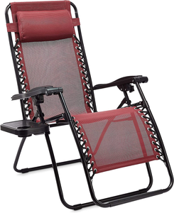 - Sedie a Sdraio Zero Gravity Con Tavolino, Set Da 2, Rosso