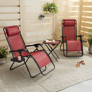 - Sedie a Sdraio Zero Gravity Con Tavolino, Set Da 2, Rosso