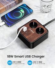 Carica l&#39;immagine nel visualizzatore di Gallery, Presa Multipla  Wood Grain 2 Slot Con USB, Presa Da Tavolo 5 in 1 2500 W/10 A, P
