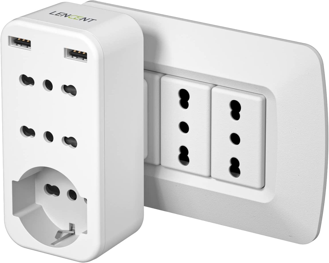 Presa Multipla USB, Presa Salvaspazio Con 10A/16A, Spina Italiana, Adattatore Mu