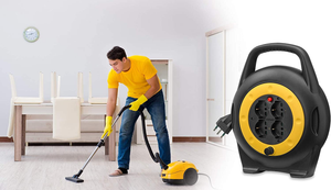 0P32714 Avvolgicavo 10 Metri, Con 4 Prese Universali a Standard Italiano Sicury,