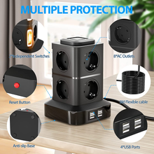 Carica l&#39;immagine nel visualizzatore di Gallery, Multipresa Verticale Ciabatta Multipresa Torretta 4 Porte USB E 8 Prese Con 3M D
