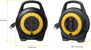 0P32714 Avvolgicavo 10 Metri, Con 4 Prese Universali a Standard Italiano Sicury,