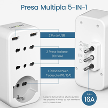Carica l&#39;immagine nel visualizzatore di Gallery, Presa Multipla USB, Presa Salvaspazio Con 10A/16A, Spina Italiana, Adattatore Mu
