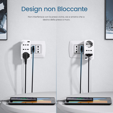 Carica l&#39;immagine nel visualizzatore di Gallery, Presa Multipla USB, Presa Salvaspazio Con 10A/16A, Spina Italiana, Adattatore Mu
