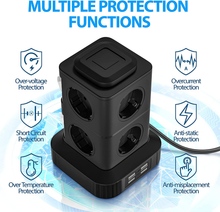 Carica l&#39;immagine nel visualizzatore di Gallery, Multipresa Verticale Ciabatta Multipresa Torretta 4 Porte USB E 8 Prese Con 3M D
