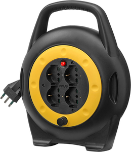 0P32714 Avvolgicavo 10 Metri, Con 4 Prese Universali a Standard Italiano Sicury,