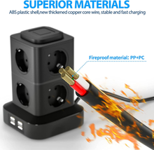 Carica l&#39;immagine nel visualizzatore di Gallery, Multipresa Verticale Ciabatta Multipresa Torretta 4 Porte USB E 8 Prese Con 3M D
