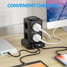 Carica l&#39;immagine nel visualizzatore di Gallery, Multipresa Verticale Ciabatta Multipresa Torretta 4 Porte USB E 8 Prese Con 3M D
