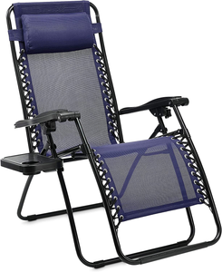 - Sedie a Sdraio Zero Gravity Con Tavolino, Set Da 2, Blu