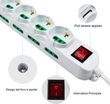 Carica l&#39;immagine nel visualizzatore di Gallery, Multipresa 12 Posti 4 Polivalenti (Schuko 10/16A) 8 Bivalenti 10/16A, Colore Bia
