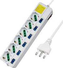 Carica l&#39;immagine nel visualizzatore di Gallery, Multipresa Ciabatta Elettrica 6 Posti 10/16A Bipasso Schuko 250V Max:2500W Con I
