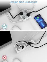 Carica l&#39;immagine nel visualizzatore di Gallery, Ciabatta Multipresa Con USB, Multipresa Elettrica Con 4 Schuko E 4 Bivalenti 10A

