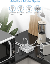 Carica l&#39;immagine nel visualizzatore di Gallery, Ciabatta Multipresa Con USB, Multipresa Elettrica Con 4 Schuko E 4 Bivalenti 10A
