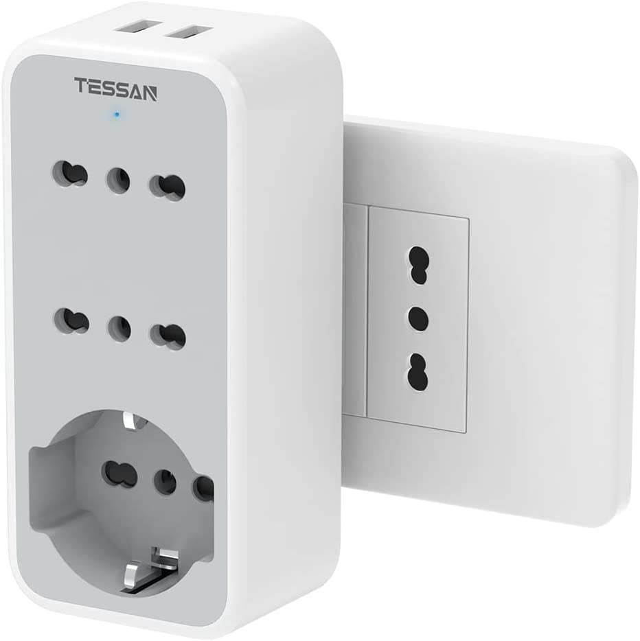 Presa Multipla Salvaspazio,  Prese Multiple Elettriche Con 1 Polivalenti E 2 Biv